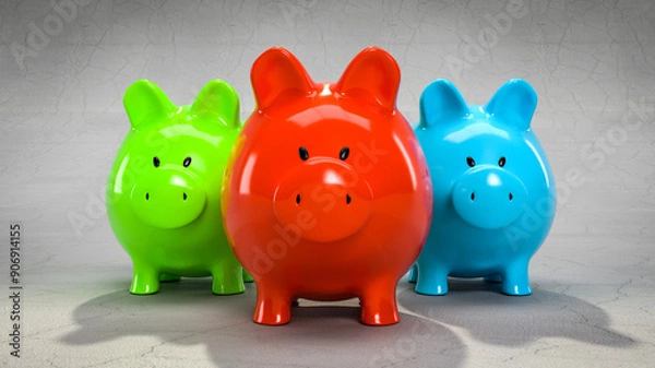Obraz Drei bunte Sparschweine