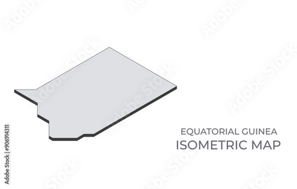 Fototapeta Map of the Equatorial Guinea in simple isometric form. Illustration of isometric map of the country.