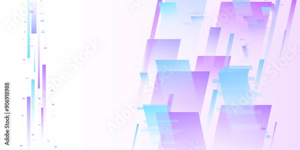 Obraz Vector and background - blue-purple gradient square shape and geometric pattern digital for tech concept design.