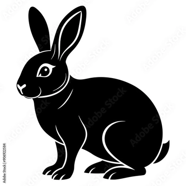 Obraz Adorable Rabbit Vector Illustration - Cartoon, Clipart, and Line Art Design