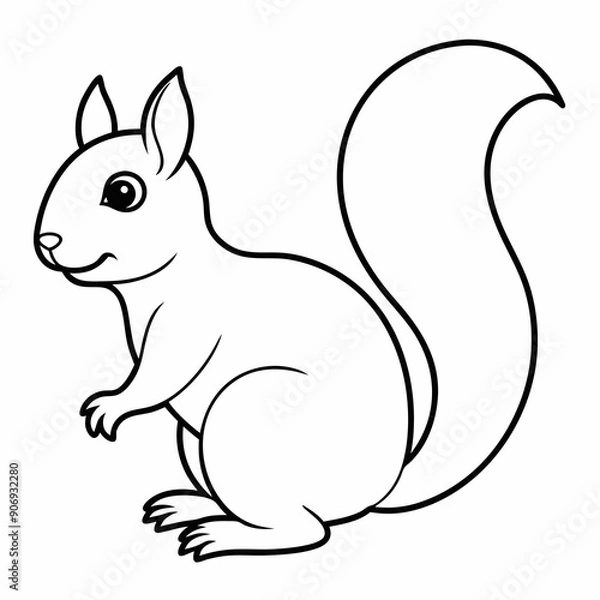 Obraz Charming Squirrel Vector Illustration - Cartoon Clipart and Line Art Design