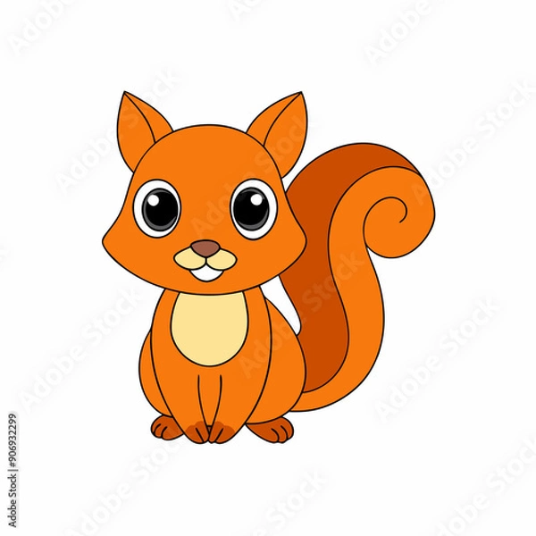 Obraz Charming Squirrel Vector Illustration - Cartoon Clipart and Line Art Design
