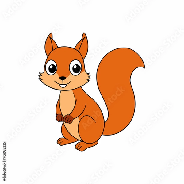 Obraz Charming Squirrel Vector Illustration - Cartoon Clipart and Line Art Design