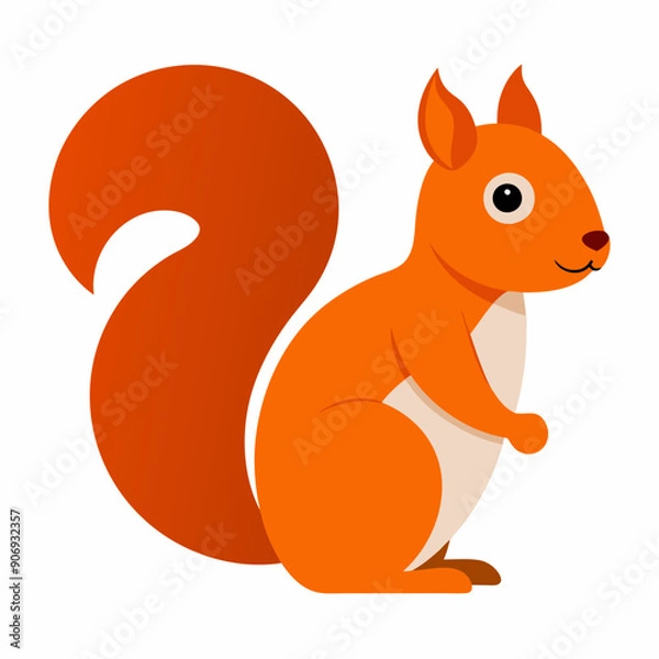 Obraz Charming Squirrel Vector Illustration - Cartoon Clipart and Line Art Design