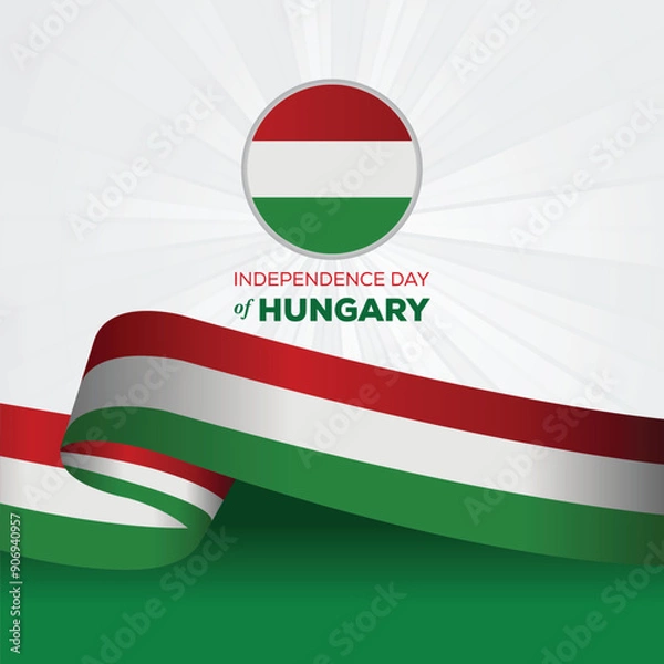 Fototapeta Happy Hungary Independence Day 15 March Celebration Vector Design Illustration. Template for Poster, Banner, Advertising, Greeting Card or Print Design Element