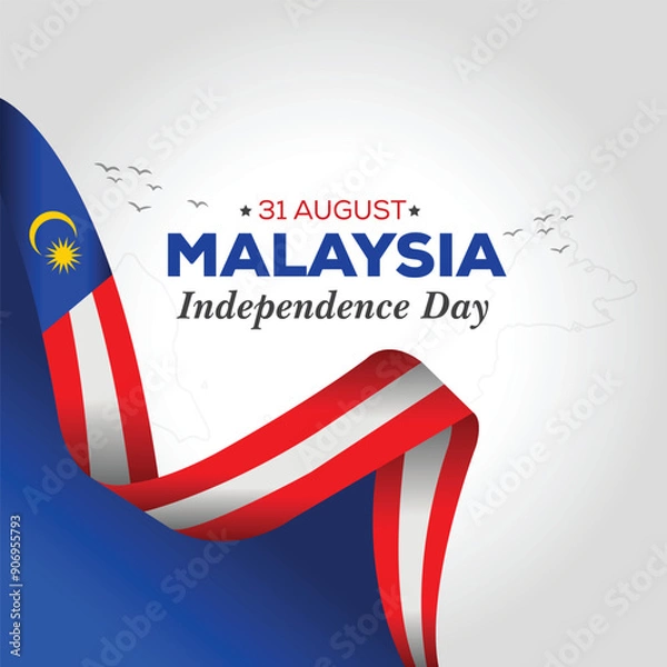 Obraz Happy Malaysia Independence Day August 31th Celebration Vector Design Illustration. Template for Poster, Banner, Advertising, Greeting Card or Print Design Element