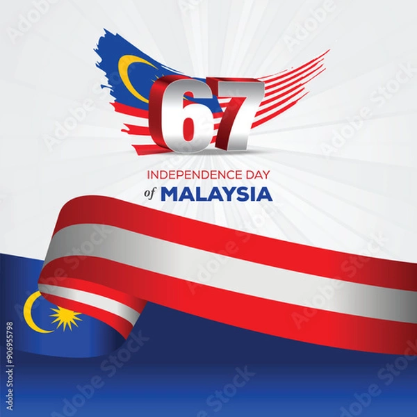 Obraz Happy Malaysia Independence Day August 31th Celebration Vector Design Illustration. Template for Poster, Banner, Advertising, Greeting Card or Print Design Element