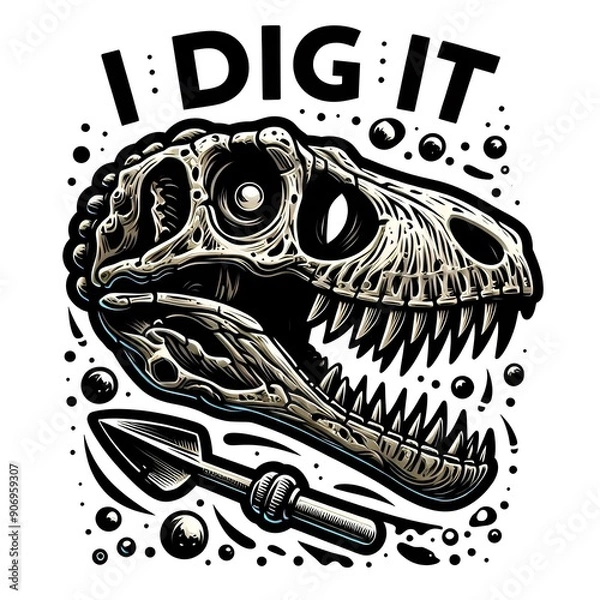 Obraz Dinosaur Skull with I Dig It Text