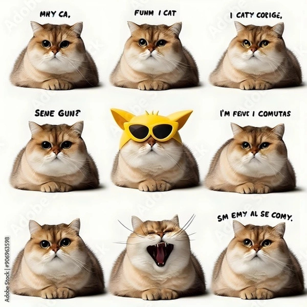 Fototapeta Funny Cat Memes with Text Overlays
