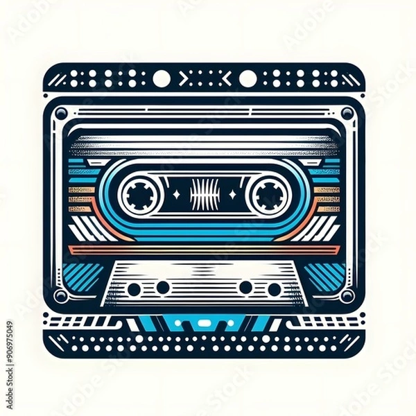 Fototapeta Retro Audio Cassette Tape - Geometric Design