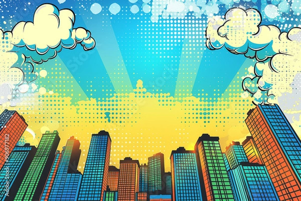 Fototapeta Vibrant and Action-Packed Comic Scene Background