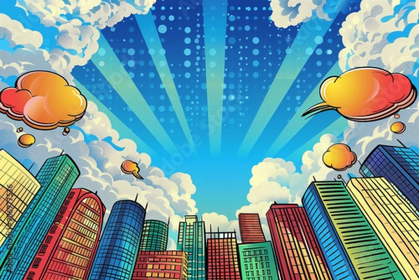 Fototapeta Vibrant and Action-Packed Comic Scene Background