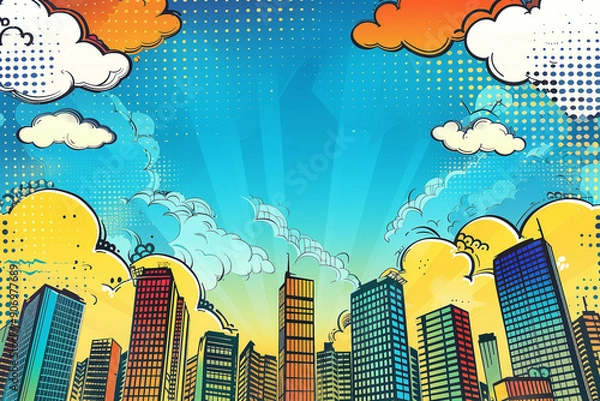 Fototapeta Vibrant and Action-Packed Comic Scene Background