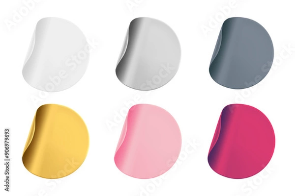 Fototapeta Round Stickers Set on Transparent Background PNG