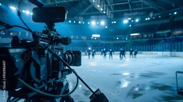 Obraz Professional Camera Filming Hockey Game
