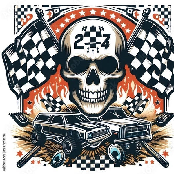Obraz Skull and Crossbones Racing Design