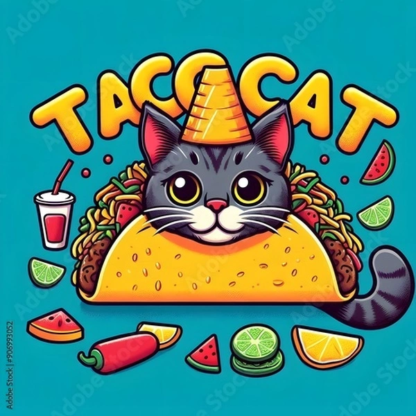 Obraz Taco Cat Illustration