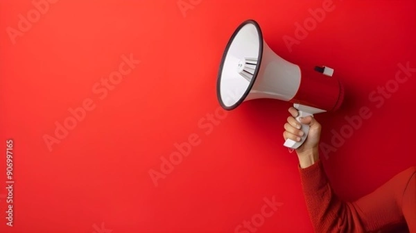 Obraz Red Background with a Megaphone