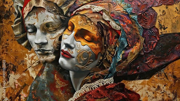 Fototapeta Renaissance Oil Painting Layers of History and Passion Background AI Generative






