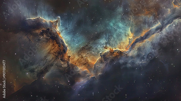 Fototapeta Galactic Nebula Veil Veils of Cosmic Gas and Dust Paint AI Generative
