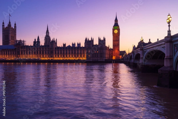 Fototapeta Westminster lights purple