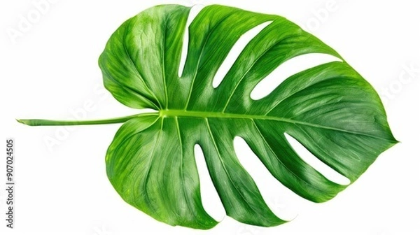 Fototapeta Isolated Monstera leaf showing top and bottom sides on white background