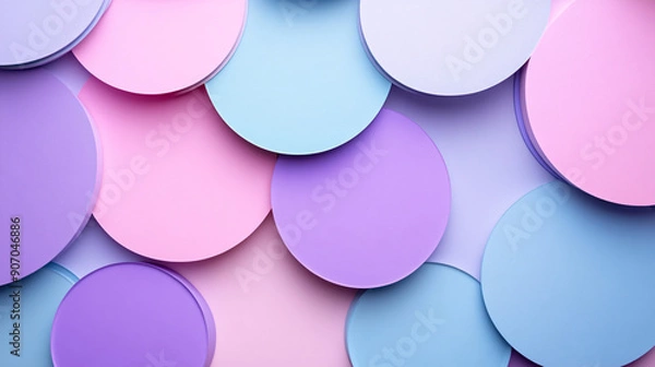 Fototapeta A photo of pastel purple and light blue abstract shapes with a whimsical style and copy space
