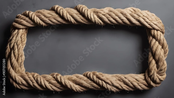 Fototapeta Frame made of rope, text space. Generative AI