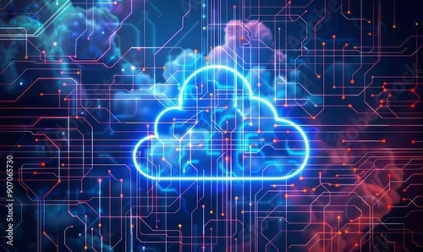 Obraz cloud computing icon with circuit background