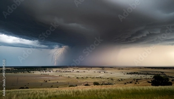 Fototapeta Huge tornado and thunder