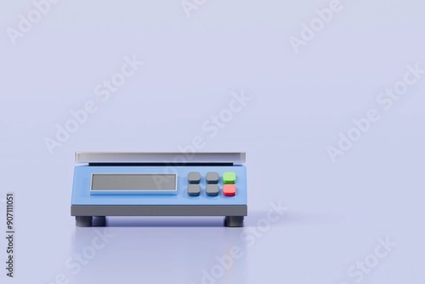 Fototapeta 3d Warehouse scale icon isolated on purple background. Transportation cargo concept. logistic and Warehouse concept. Minimal Industrial scale, Shipping package scales, weight scales icon. 3d render.