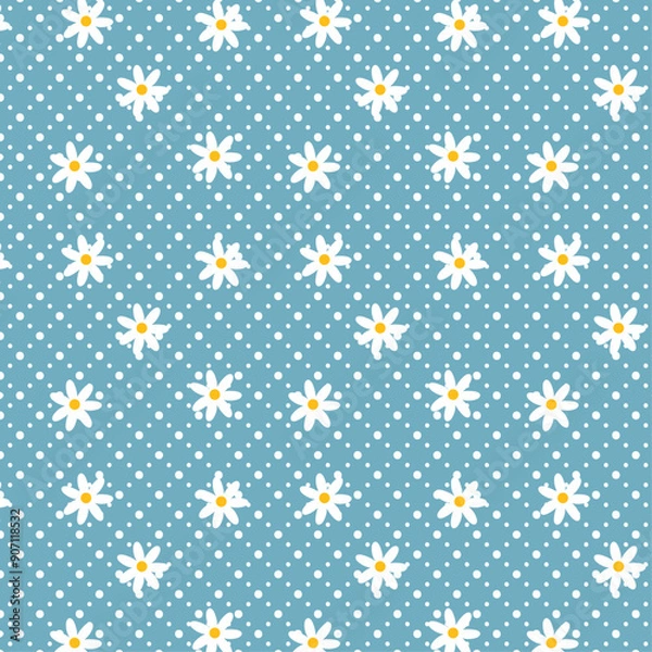 Obraz Pattern Flowers blue and white daisy