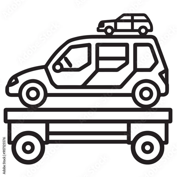 Fototapeta CAR CARRIER in cartoon, doodle style . Image for t-shirt, web, mobile apps and ui. Isolated 2d vector illustration in logo, icon, sketch style, Eps 10, black and white. AI Generative