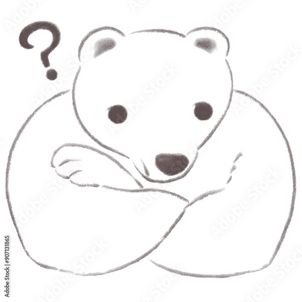 Fototapeta 腕組みをして疑問を浮かべているシロクマ