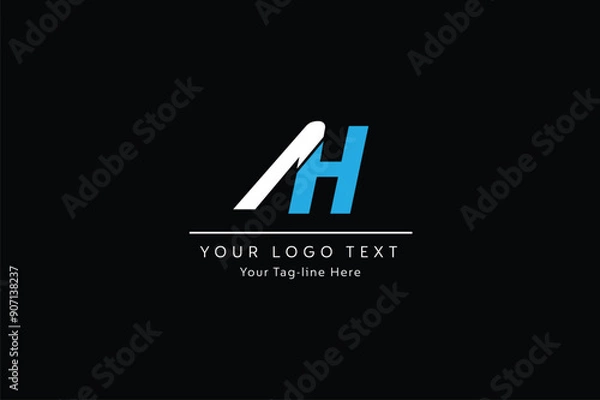 Fototapeta AH A H Letter Logo Design with a Creative Cut. Creative logo design..