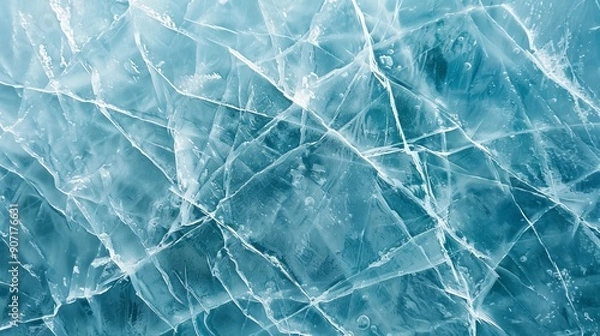 Fototapeta Cracked ice on frozen Lake Silvaplana, aerial view, Switzerland