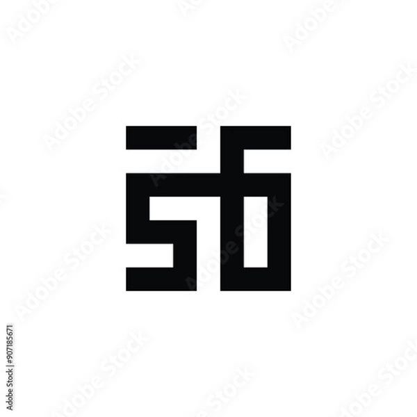 Obraz Letter 56 square connect geometric symbol simple logo vector