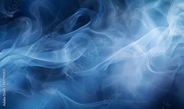 Fototapeta Abstract blue smoke on a dark background