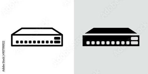 Fototapeta Network switch icon Black line art vector logo set