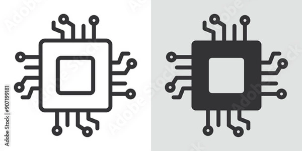 Fototapeta Processor icon Black line art vector logo set