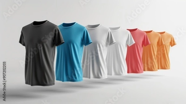 Fototapeta A row of shirts with different colors and designs