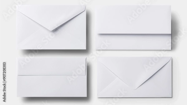 Obraz Four white envelopes with a white background