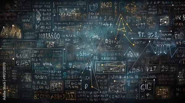 Fototapeta Mathematical Equations and Diagrams on a Chalkboard
