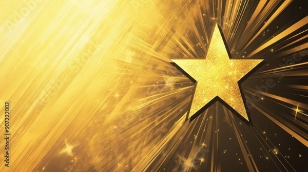 Obraz Top Performer Certificate with Star Icon - Modern Gold and Black Palette
