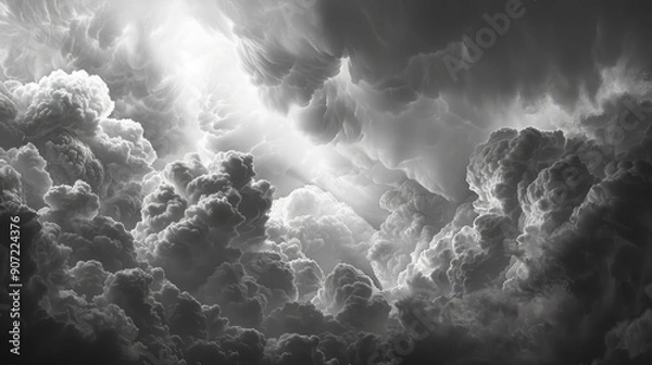 Fototapeta Brooding grey clouds signal an impending heavy storm.