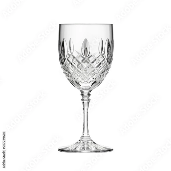 Fototapeta Elegant Crystal Wine Glass With Intricate Cut Patterns Isolated On Transparent Background