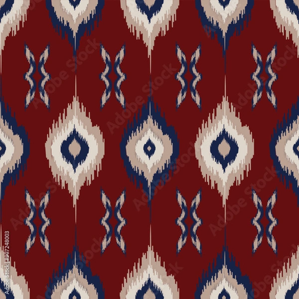 Fototapeta Seamless Ikat ethnic pattern. Abstract textured background