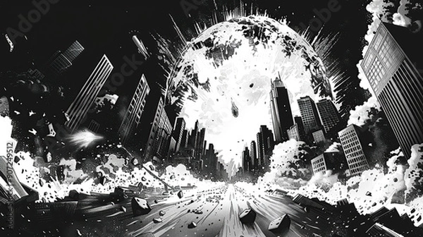 Obraz bomb explosion destroyed the city