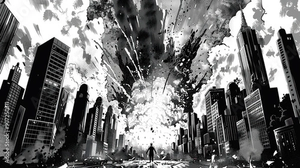 Obraz bomb explosion in the city