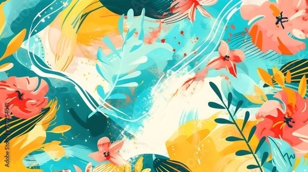 Fototapeta Vibrant Tropical Floral Art with Bold Colors and Dynamic Patterns_2